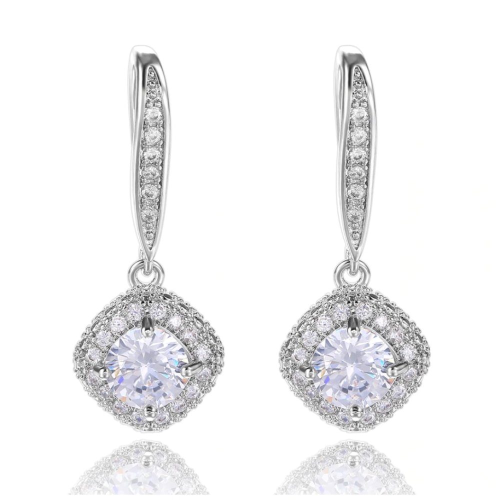 Simulated Diamond Drop Earrings - Picture 6 of 13